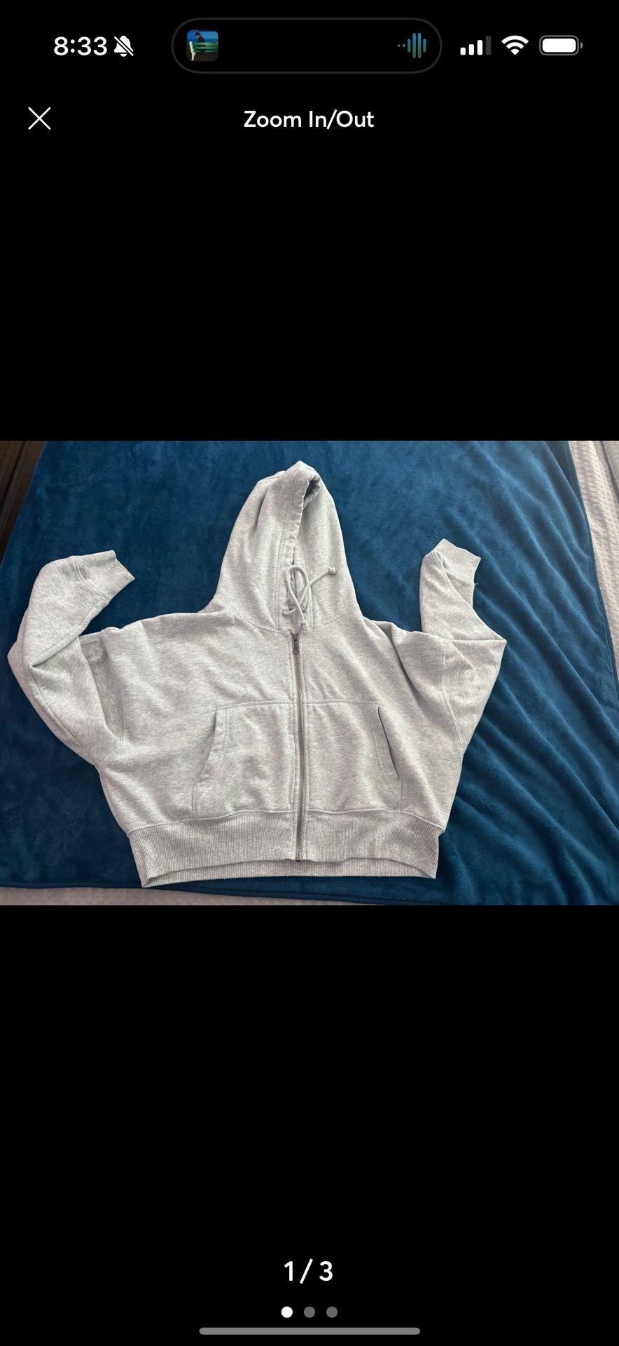 WOMENS XL CROPPED HOODIE SWEATSHIRT TOP SHIRT GREY
