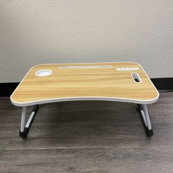 Folding Laptop Desk / Bed Tray Table with Cup Holder & Drawer