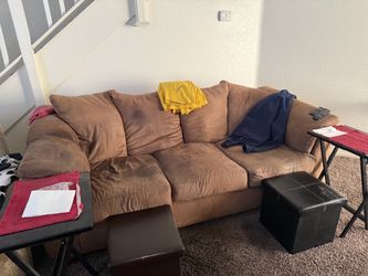 Brown Microfiber 3-Seat Sofa