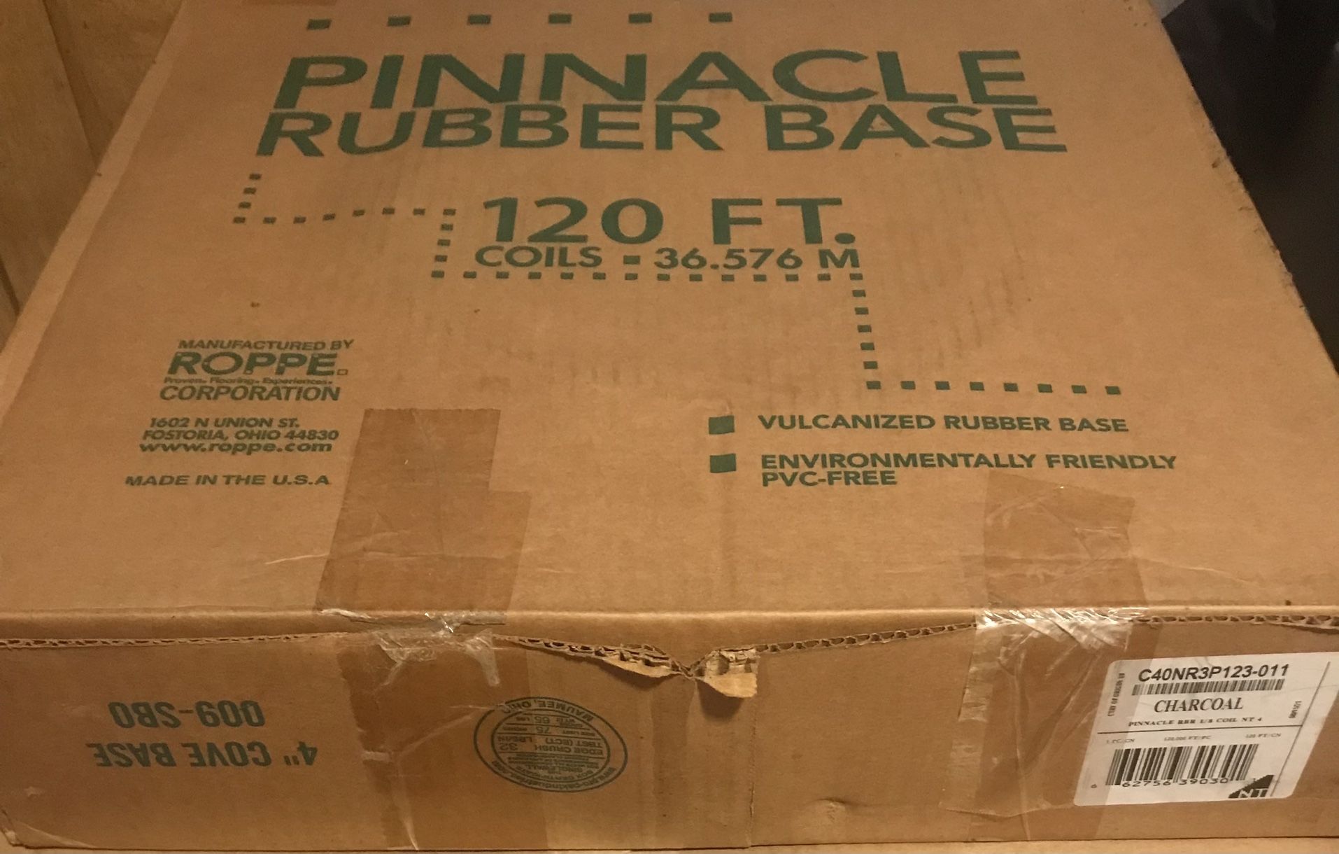 Roppe Pinnacle Vulcanized Rubber Base 120Ft Coils 