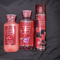 Bath & Body Works Winter Candy Apple 3-Piece Set (Mist, Lotion & Body Wash) – NEW