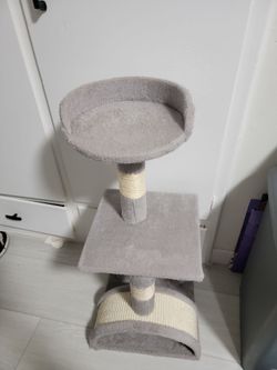 Gray cat post for small cats