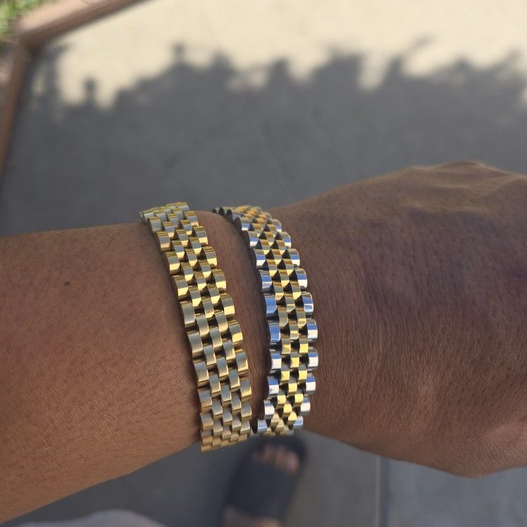 Two-Tone Stainless Steel Watch Link Bracelet