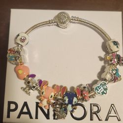 Pandora Lilo and Stitch Silver Colorful Bangle Charm Bracelet