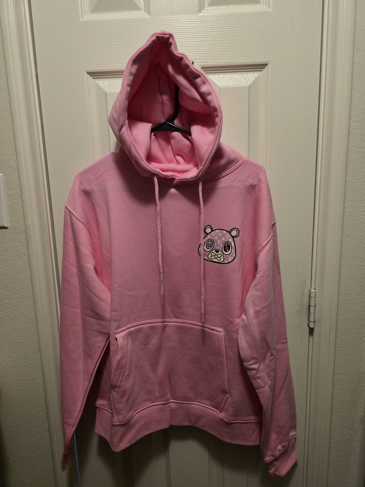 New Pink LV Monogram designed bear hoodie size M