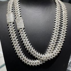 Pass Diamond Tester VVS 16mm Moissanite Cuban Chain 22 Inch