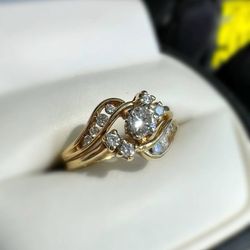 14k solid yellow gold 0.5CTW Natural Diamond Fashion lady’s ring sz 6.5