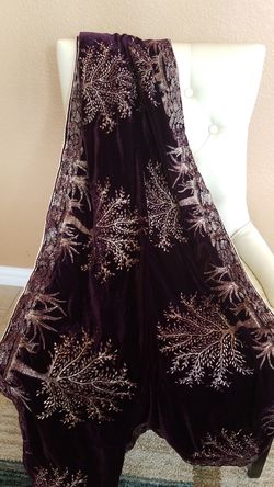 Fully embroidered luxury velvet shawl