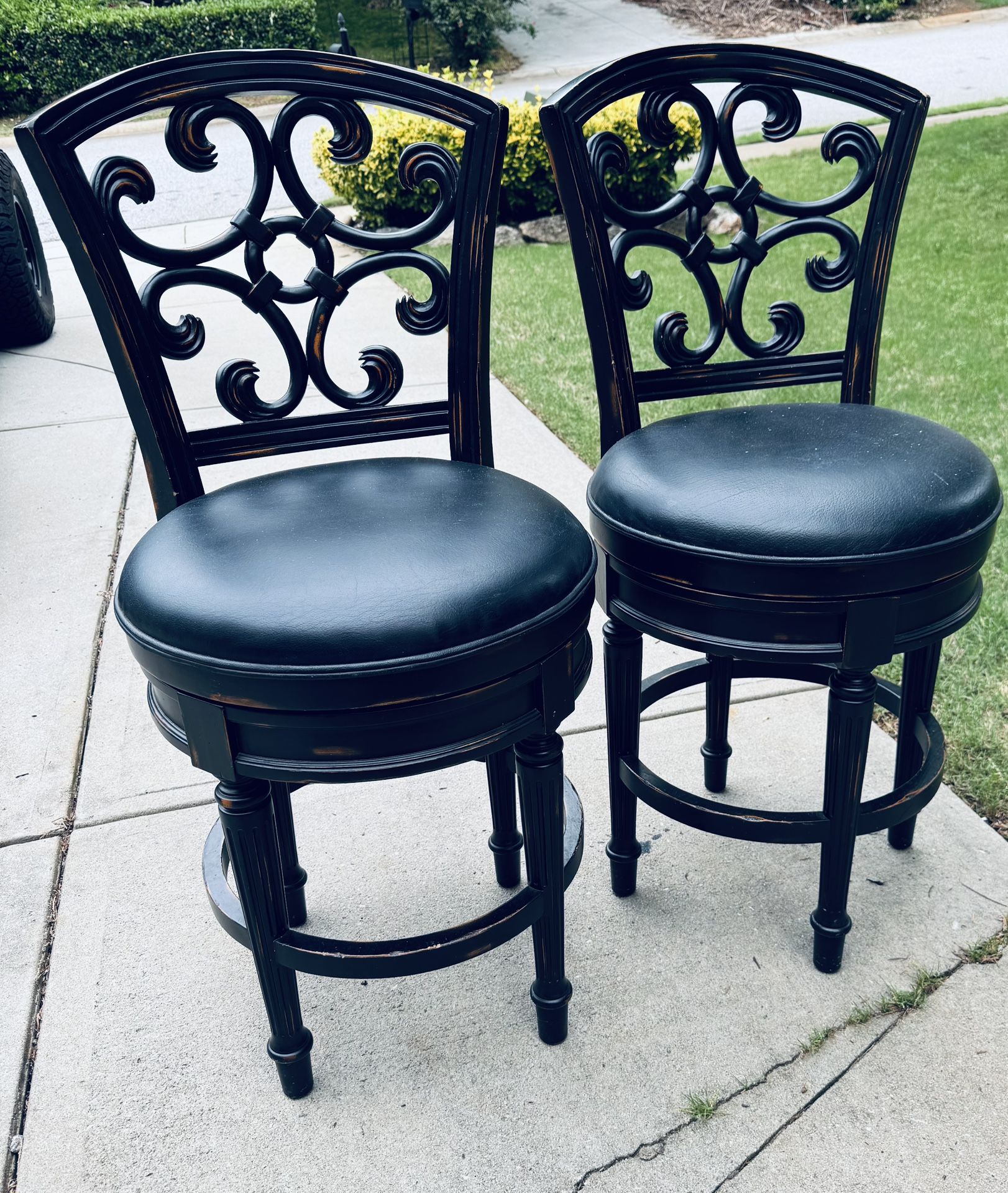 Set of Two Barstools - Swivel Black EC