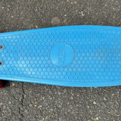 Blue Tiger Retro Hex Penny Board with Red Wheels