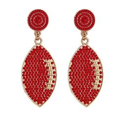 Red/gold Football Earrings