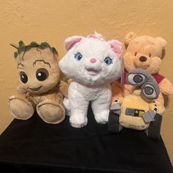 Lot of Disney Plushes Stuffed Animals Winnie the Pooh Marie Wall-E Groot Toys
