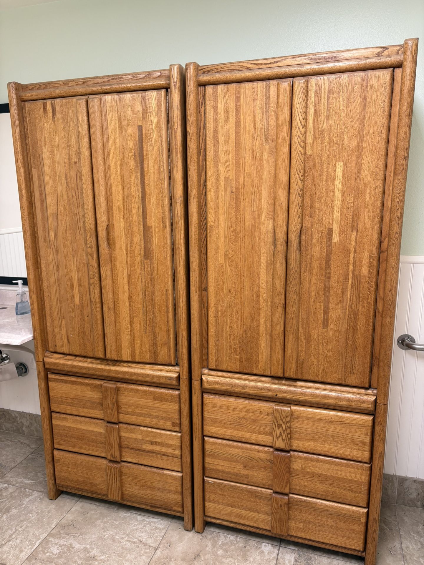 1970’s-80’s Solid Oak Cabinets