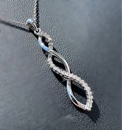 Jewelry 10k solid white gold loop infinity natural diamond 0.30CTW pendant charm