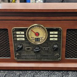 Victrola 6-in-1 Nostalgic Bluetooth Record Player with 3-Speed Turntable with CD and Cassette, MahoganyVictrola 6-in-1 Nostalgic Bluetooth Record Play