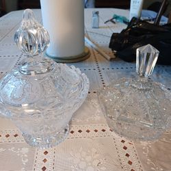 Two REALLY  BEAUTIFUL  CRYSTAL CLEAR GLASS  DISHES PERFECT CONDITION 