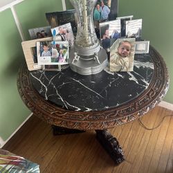 Antique Marble Top Round Table 