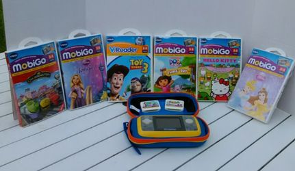 Mobigo Learning System lot with 7 games and case