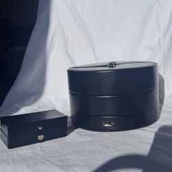 WOLF Heritage Black Leather Jewelry Box