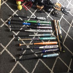 Baseball Bat/Gear Lot Bats Are Various Prices I Will Do Deals If Buying Or On The Whole Lot