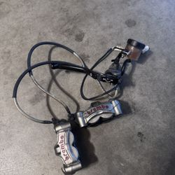 RSV4 Brembo M50 front brake calipers with RCS 19 Master cylinder & SS brake lines. 100mm ABS delete 