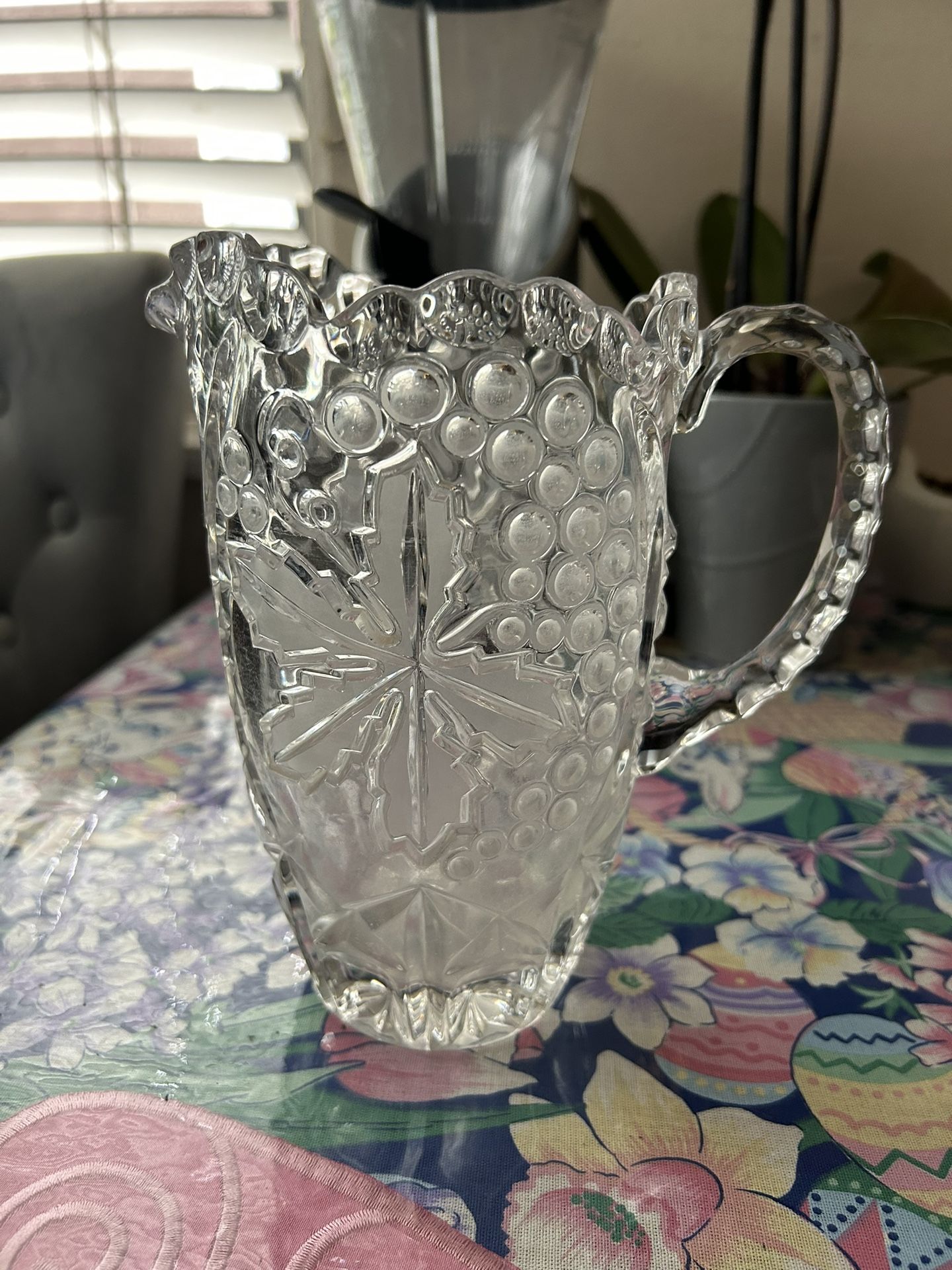 Crystal pitcher in very good condition, not chipped, very heavy