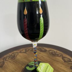 Lolita "Love My Wine 50 And Fabulous" 15oz Hand Painted Wine Glass