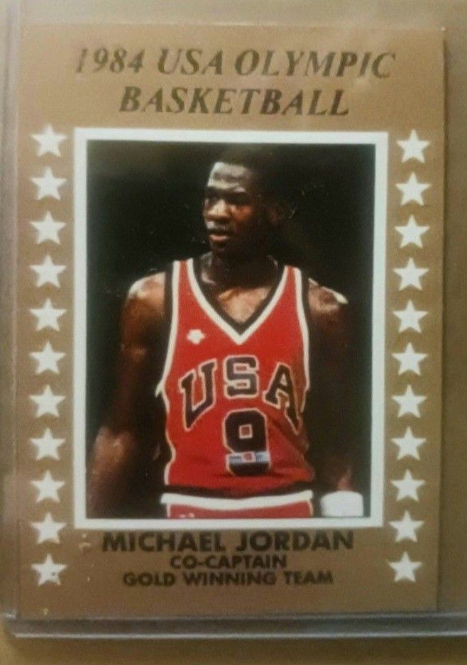Super Nice Pair Of RARE Michael Jordan 1984 USA Olympic Basketball Card NEAR MINT OR BETTER