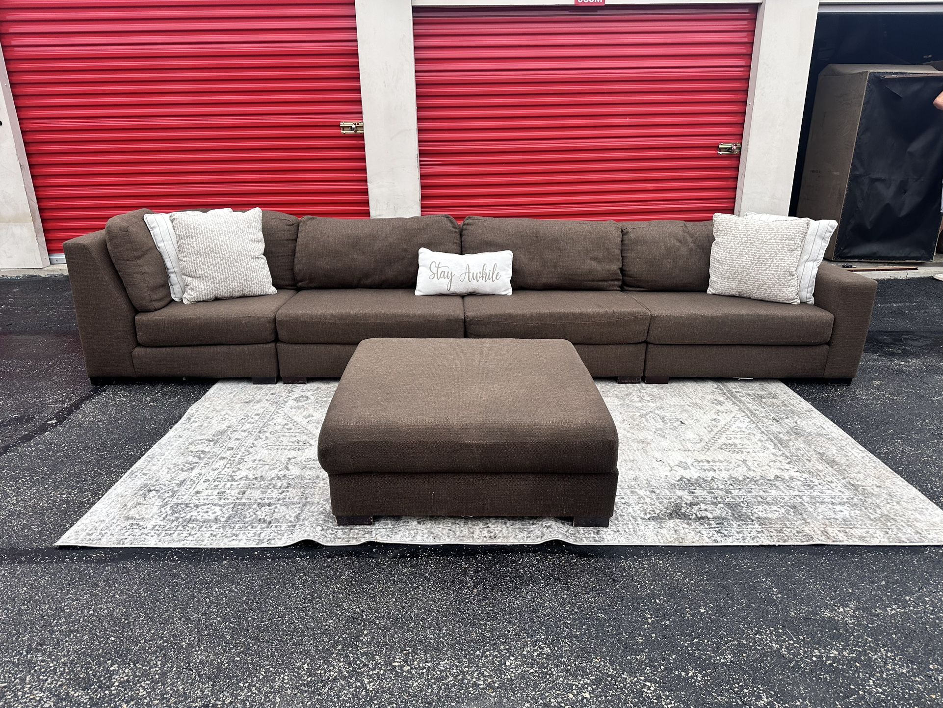 FREE DELIVERY Modular Brown Sectional Couch w/ Ottoma