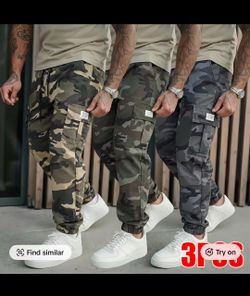 Unisex Brand New Camo Cargo Jogger Pants 3-Pack