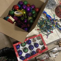Big Bundle of Christmas Decorations - Wreath, Stockings, Ornaments, Lots of Strands of Lights +More! See the video for more details!  $30 takes everyt