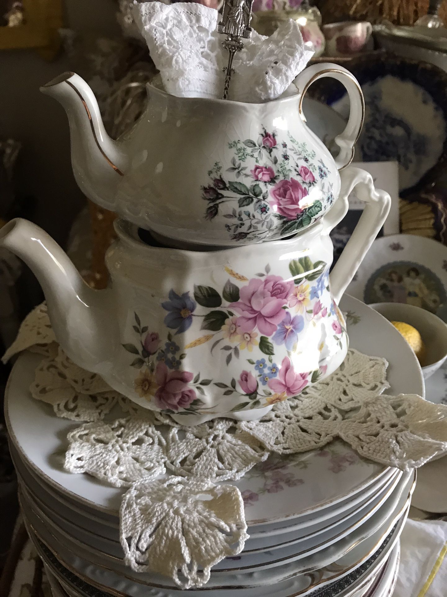 Vintage Dishes, Silverware & Teapots