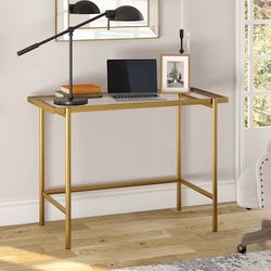 Hailey Home Tamar 42'' Wide Rectangular Writing Desk in Brass