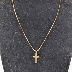 14K SERPENTINE CHAIN &CROSS PENDANT NECKLACE 2.60g