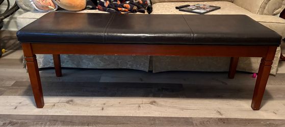 Leather and Solid Wood Bench