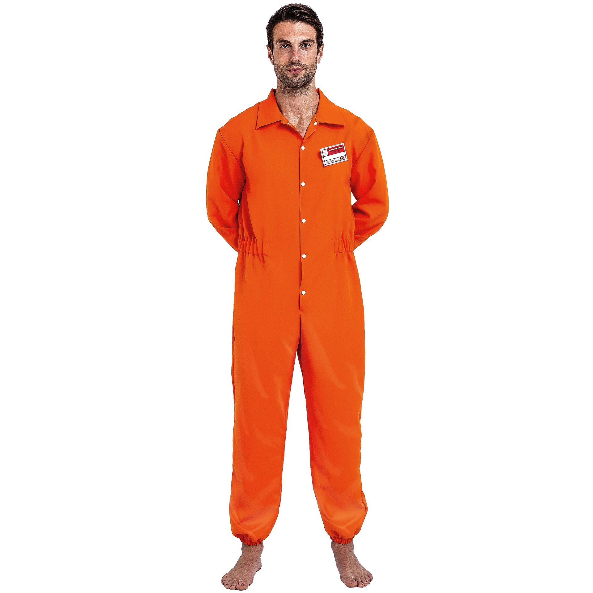 Spooktacular Creations Orange Prison Jumpsuit Men, Prison Costume Adult For Halloween Costumes With Name Tag (Small)