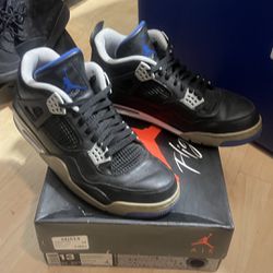size 13 Men's Nike Air Jordan Retro 4 'Motorsport Alternate'  Black Blue 