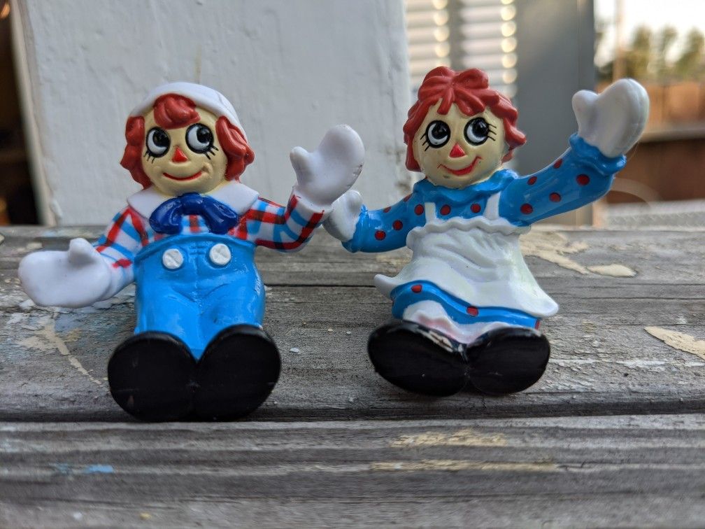 1988 Raggedy Ann And Raggedy Andy Mini Figure Toys Made By Macmillan 