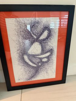 Original Signed Abstract Portrait Artwork – “Being It On” 2019 – Framed
