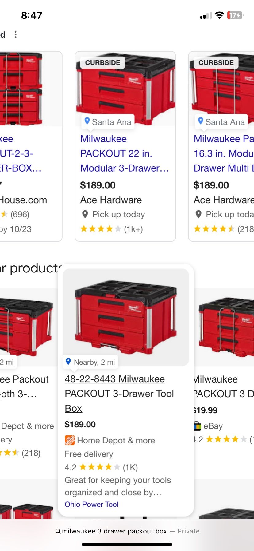 Milwaukee 3 Drawer Pack out Toolbox