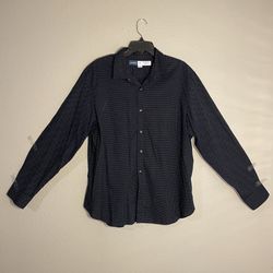 OLD NAVY EVERYDAY SHIRT XL BUILT-IN FLEX Men's Blue White Dot Button Down