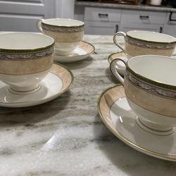 Set Of Four New Lineage II By Noritake Bone China Tea Sets 