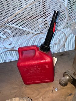 Red Plastic Gasoline Can with Spout
