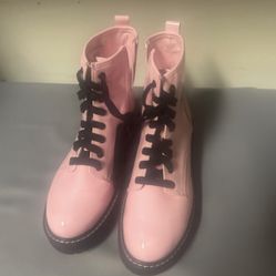 Madden NYC Moto Lace Up Nappa Booties - Pink and Black - size 10