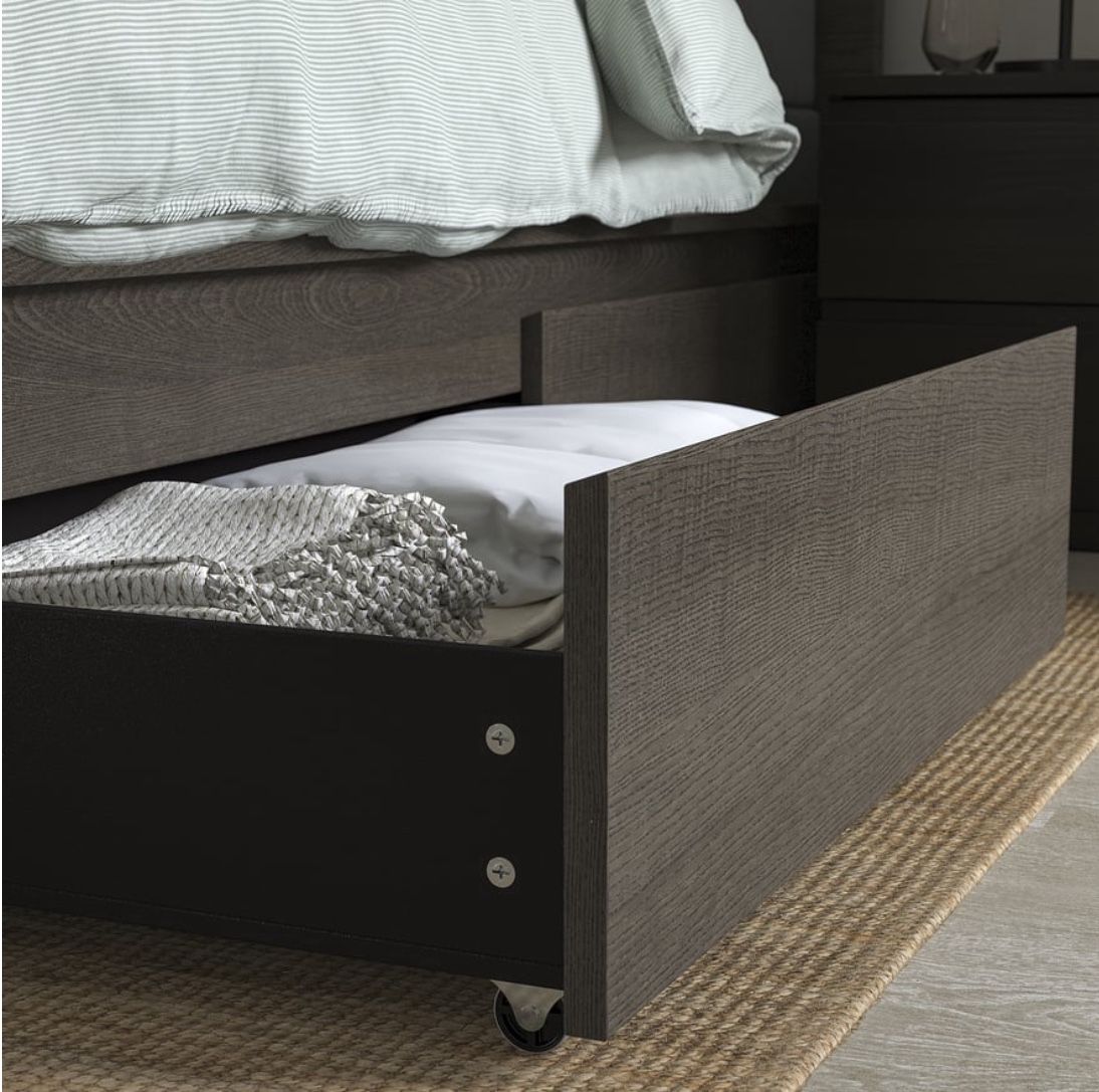 IKEA MALM High Bed Frame With 2 Storage Boxes 