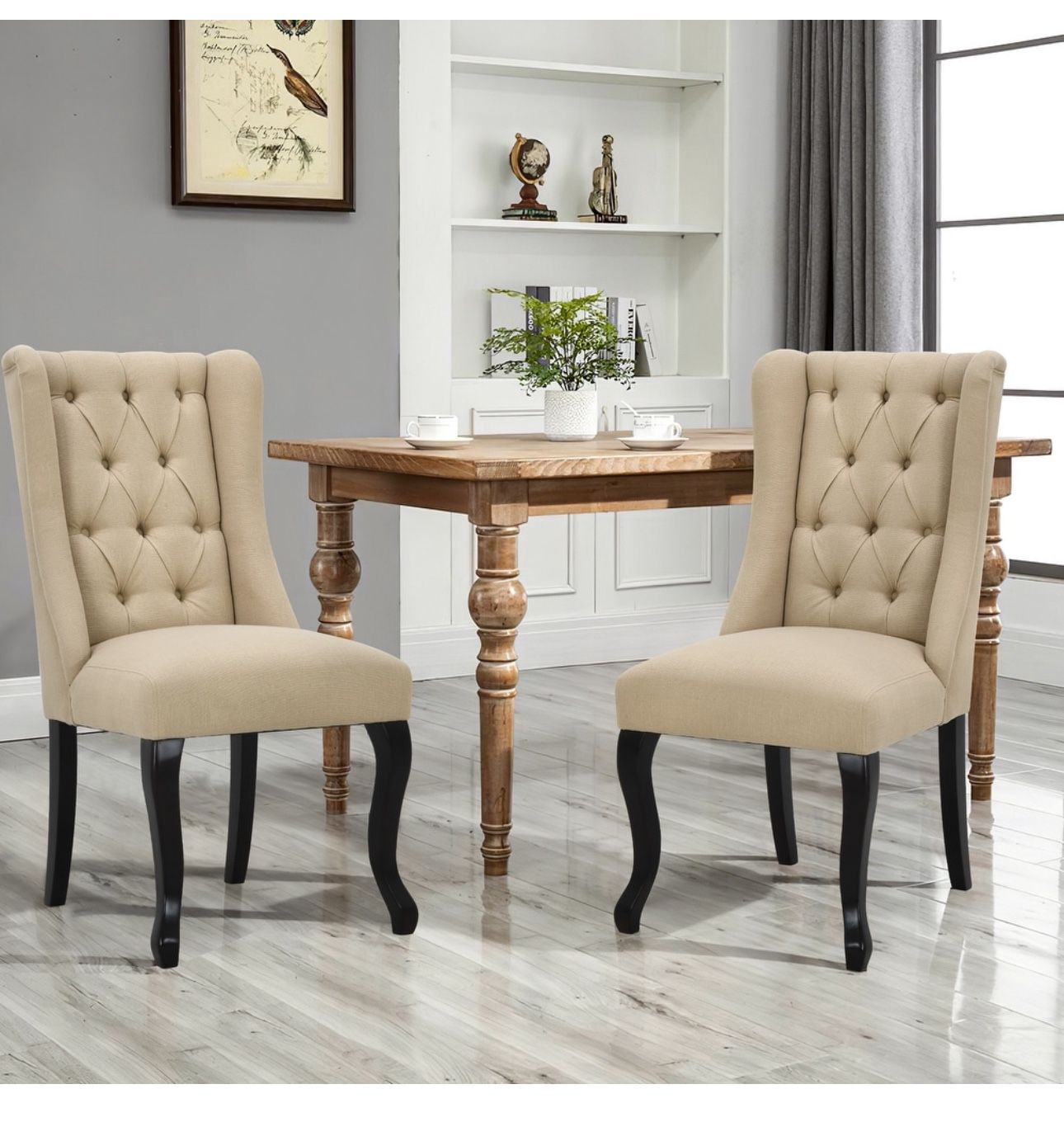 Tufted Wingback Dining Chair (Set Of 2)