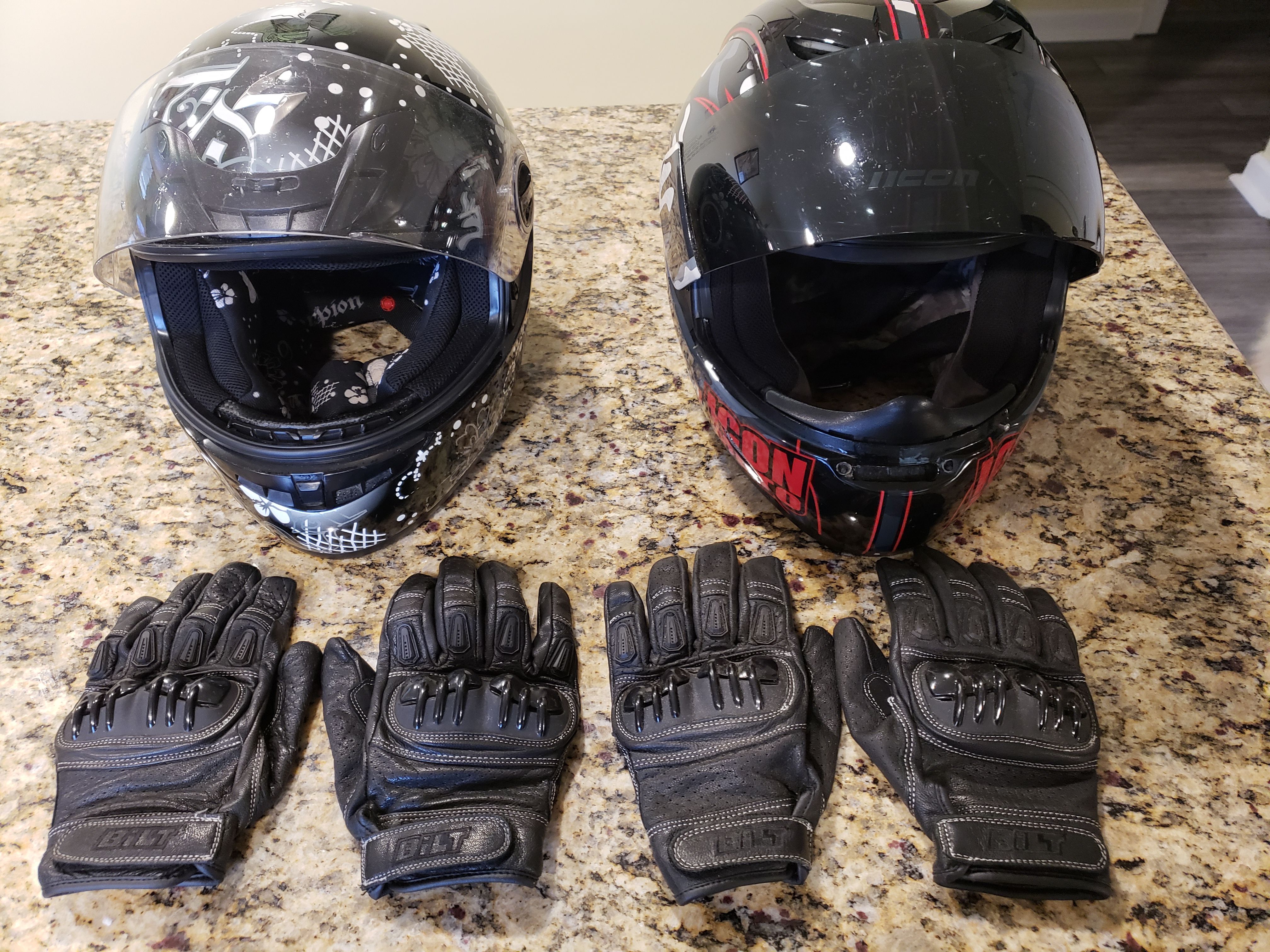 Motorcycle Gear- helmets, gloves, jacket