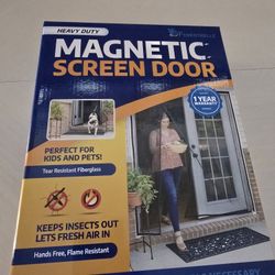 Magnetic Screen Door for French & Sliding Door – Heavy Duty, Hands Free Fiberglass Mesh with Self Closing Magnetic Seal, White Trim – Fits