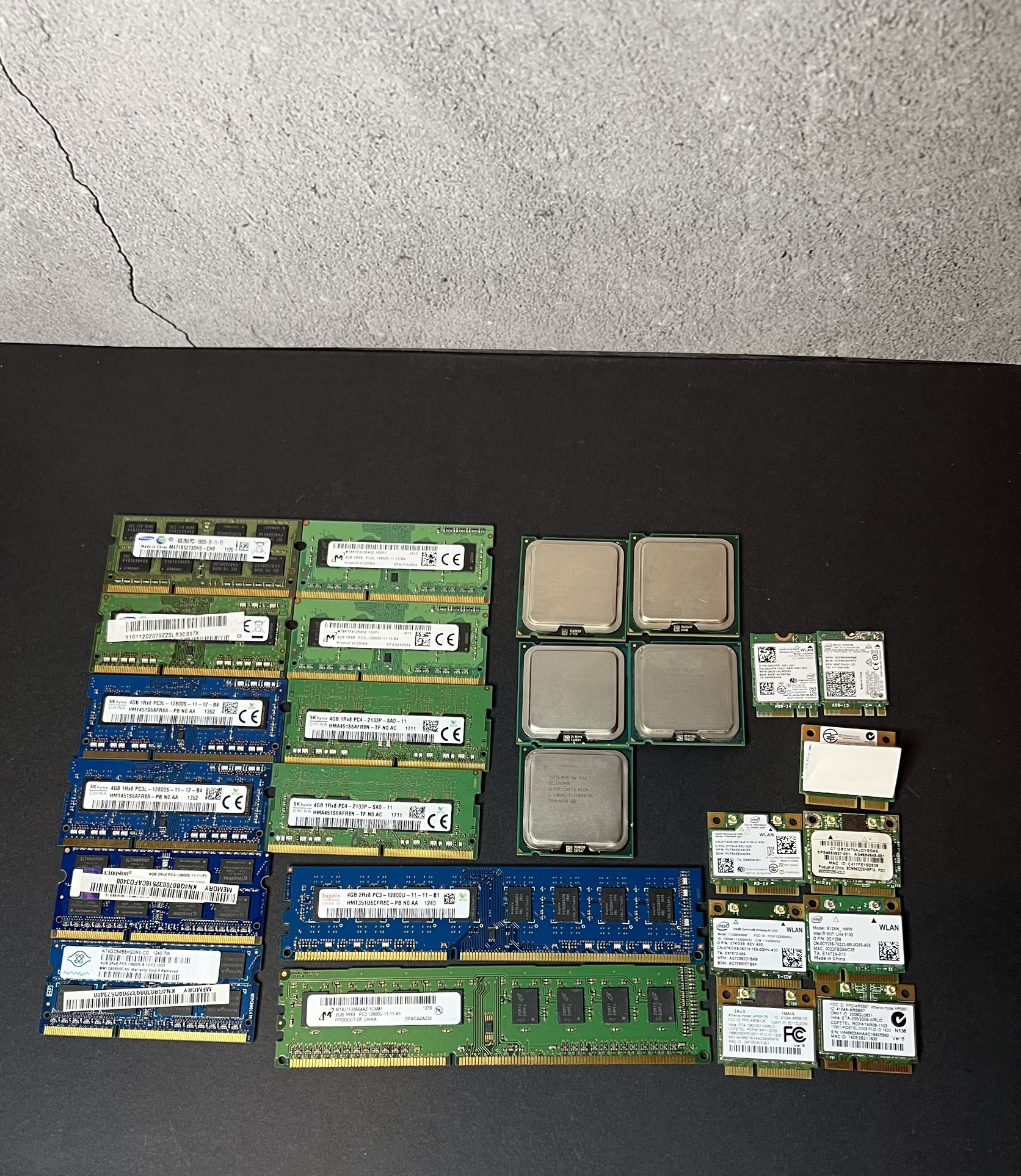 Computer Lot CPUs Ram Wifi Cards