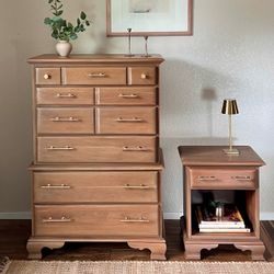Solid Cherry Tall Dresser & Nightstand Set – Refinished